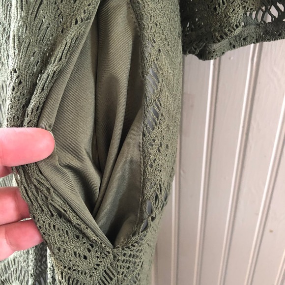 VINCE CAMUTO Retail $162 Crochet Caftan Swim Cover Up Safari Green XSmall - Picture 7 of 9